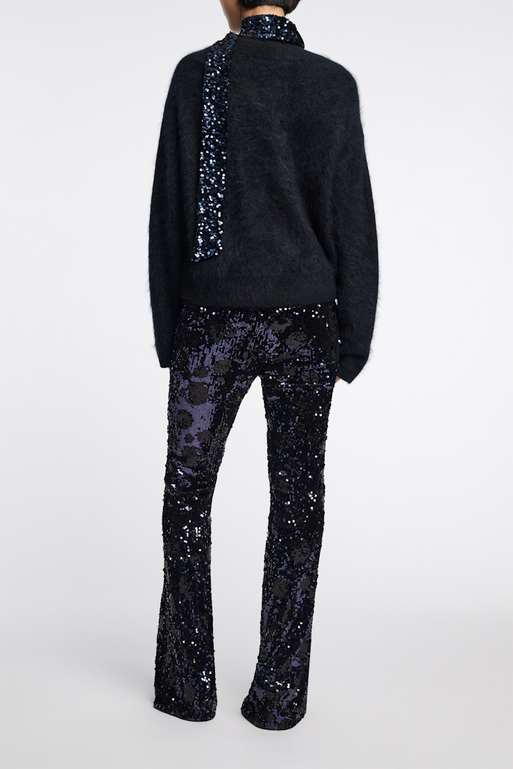 Dorothee Schumacher Punto Milano top with sequin scarf pure black
