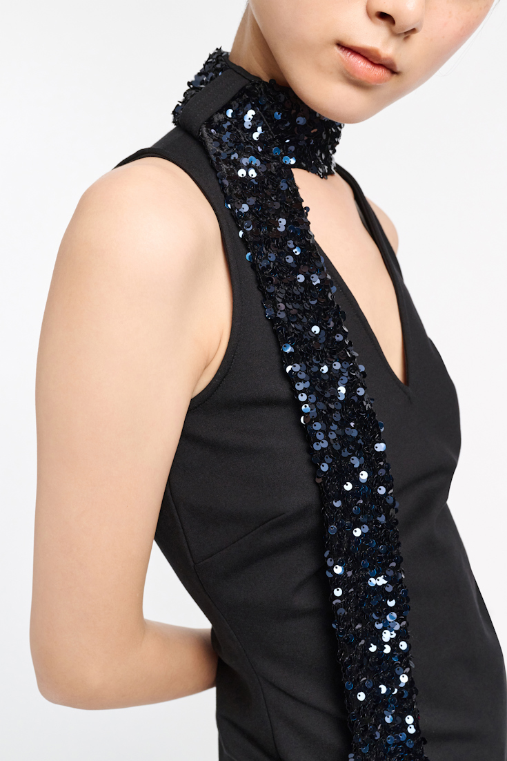 Dorothee Schumacher Punto Milano top with sequin scarf pure black