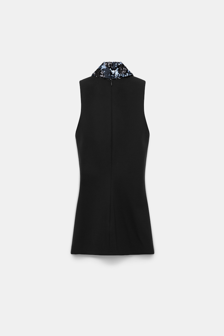 Dorothee Schumacher Punto Milano top with sequin scarf pure black