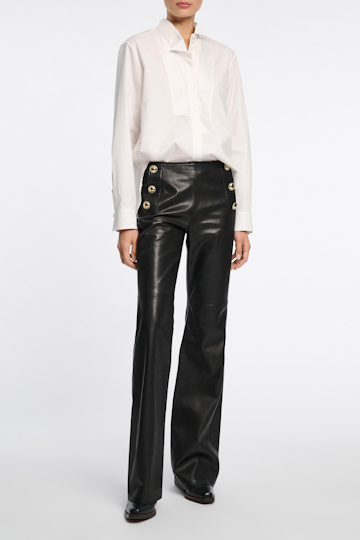 Dorothee Schumacher Cotton-poplin shirt with asymmetrical plastron and collar pure white