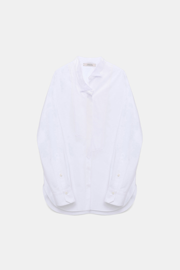 Dorothee Schumacher Cotton-poplin shirt with asymmetrical plastron and collar pure white