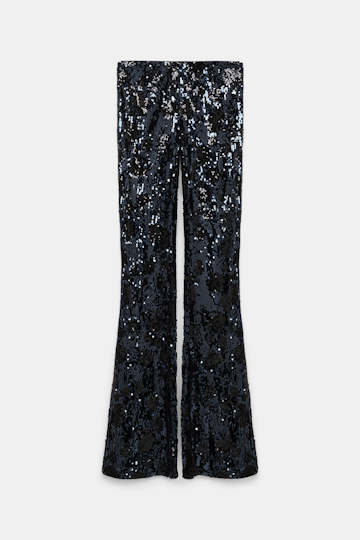 Dorothee Schumacher Hose aus Pailletten im Flower-Design dark navy