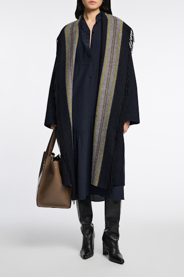 Dorothee Schumacher Seidenkleid mit Details aus Seiden Crêpe de Chine dark navy