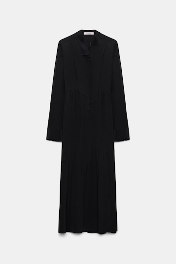 Dorothee Schumacher Seidenkleid mit Details aus Seiden Crêpe de Chine pure black