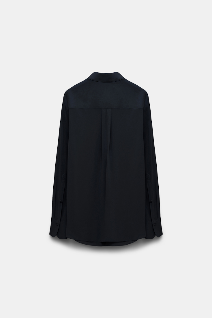 Dorothee Schumacher Crêpe de chine silk blouse with epaulettes dark navy