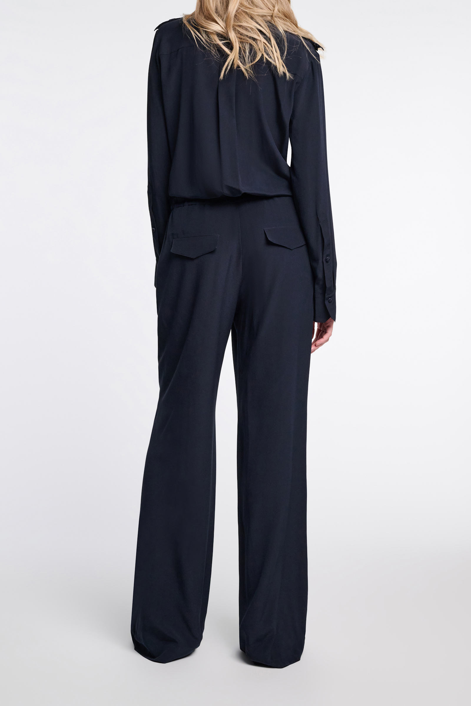STRIKING VOLUMES jumpsuit Dorothee Schumacher Jumpsuit aus Seiden Crêpe de Chine dark navy