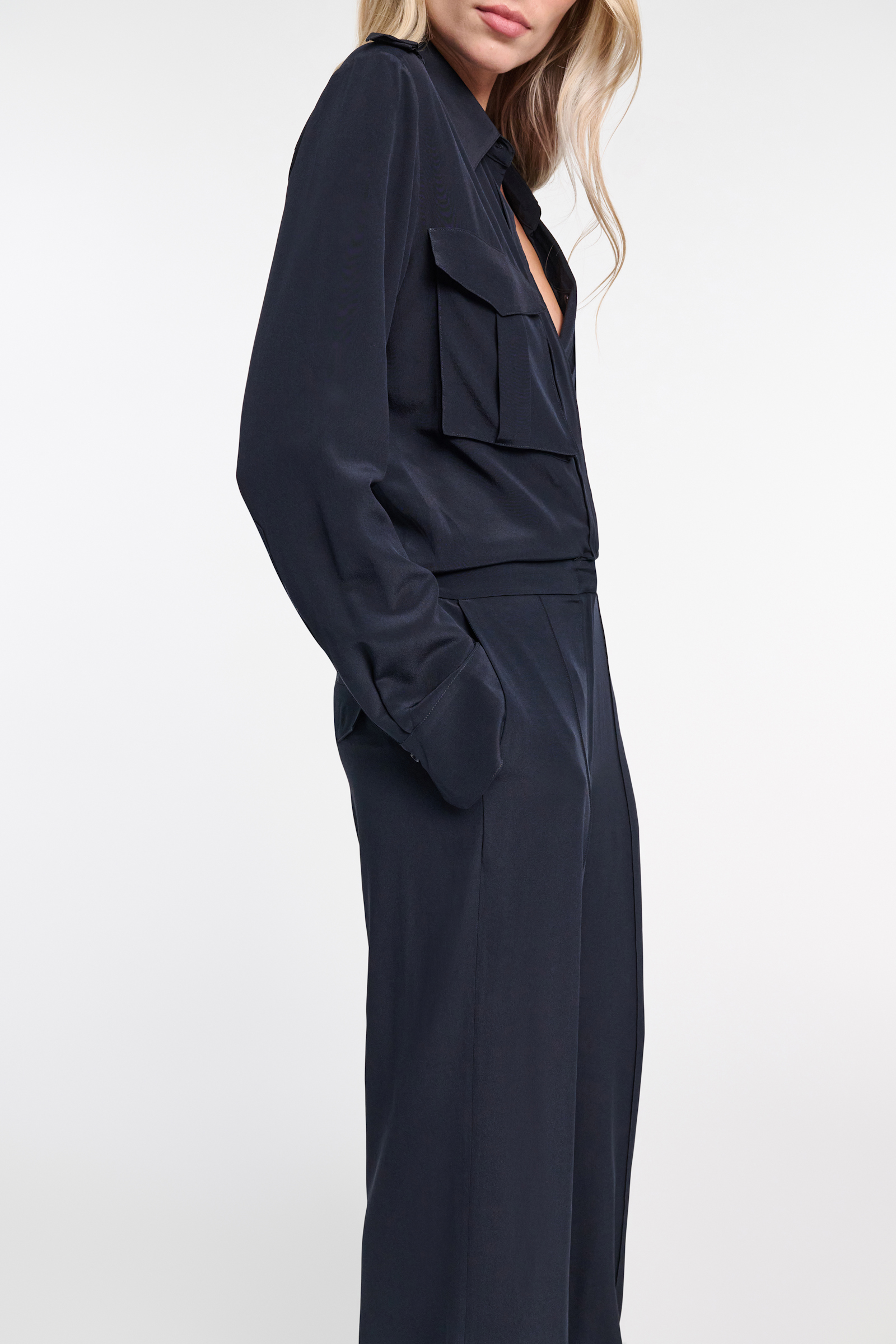 STRIKING VOLUMES jumpsuit Dorothee Schumacher Jumpsuit aus Seiden Crêpe de Chine dark navy