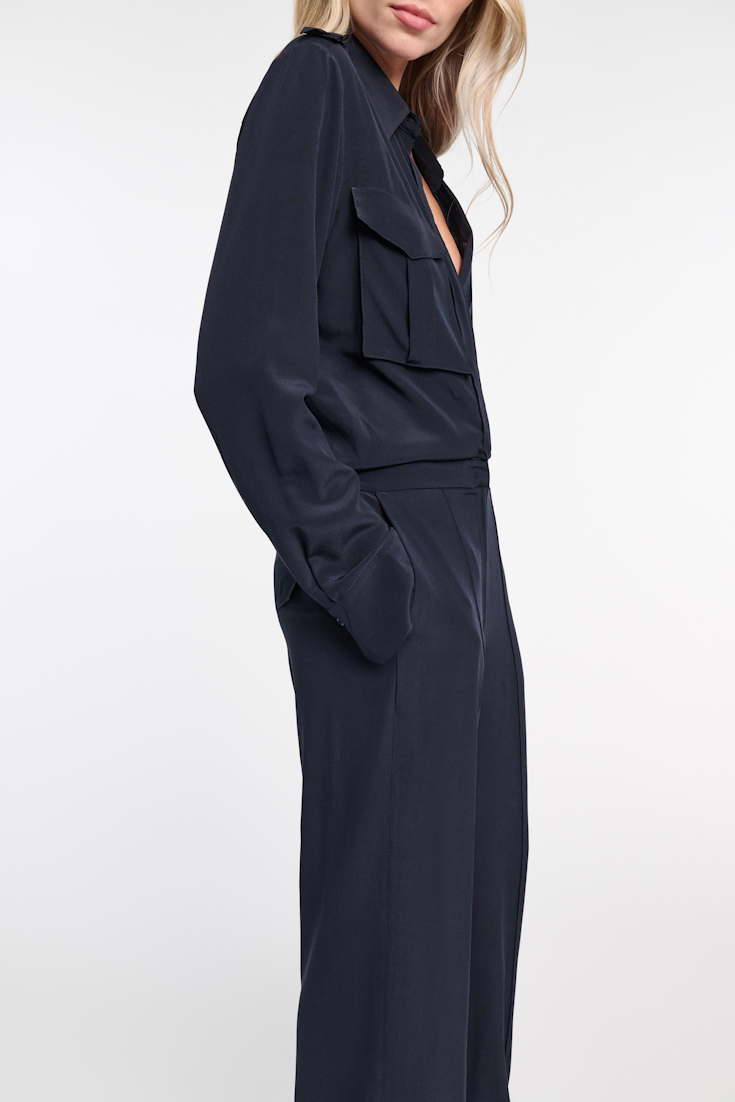 STRIKING VOLUMES jumpsuit Dorothee Schumacher Jumpsuit aus Seiden Crêpe de Chine dark navy