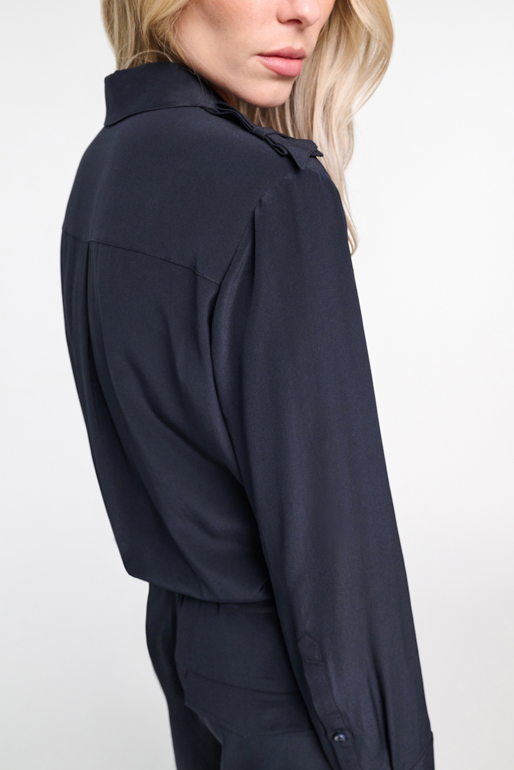 STRIKING VOLUMES jumpsuit Dorothee Schumacher Jumpsuit aus Seiden Crêpe de Chine dark navy