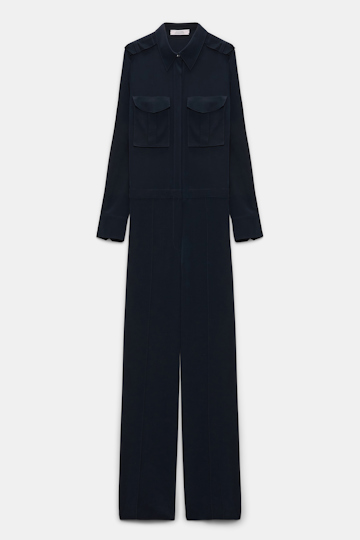 Dorothee Schumacher Jumpsuit aus Seiden Crêpe de Chine dark navy