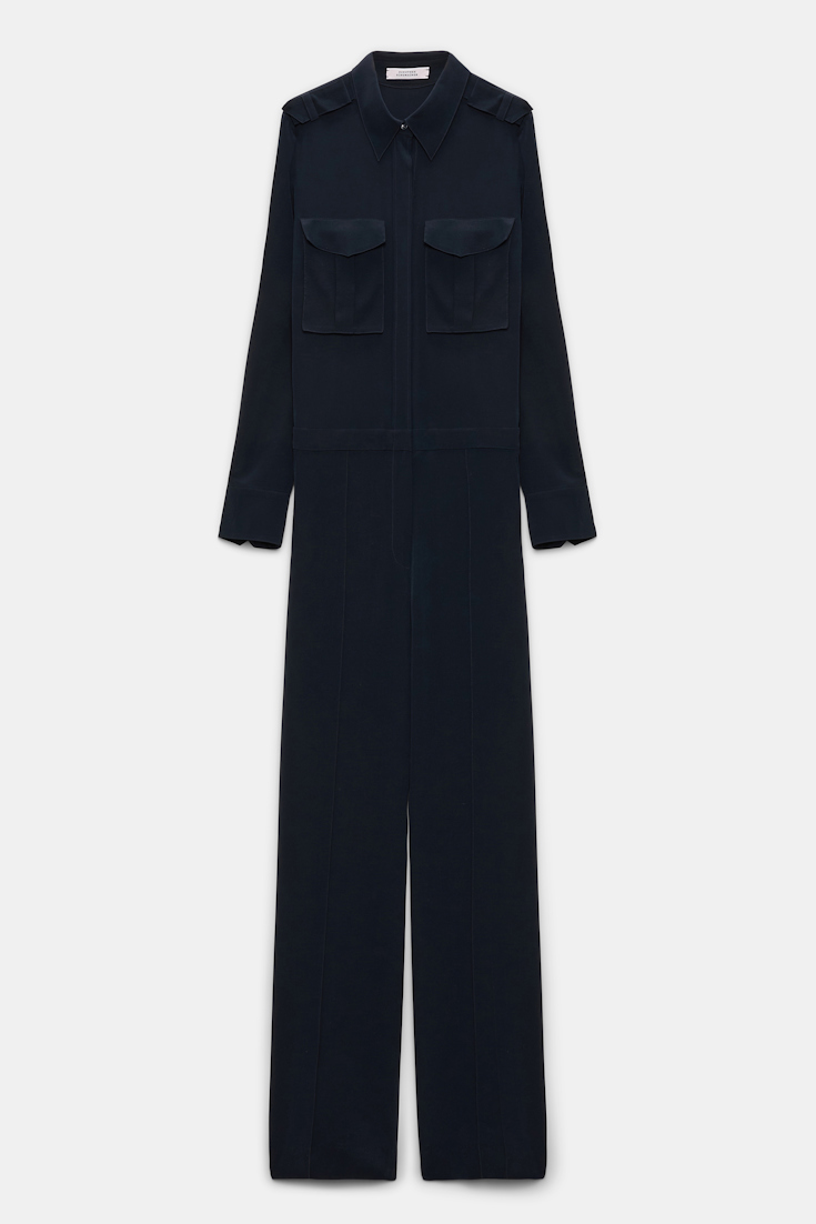 STRIKING VOLUMES jumpsuit Dorothee Schumacher Jumpsuit aus Seiden Crêpe de Chine dark navy