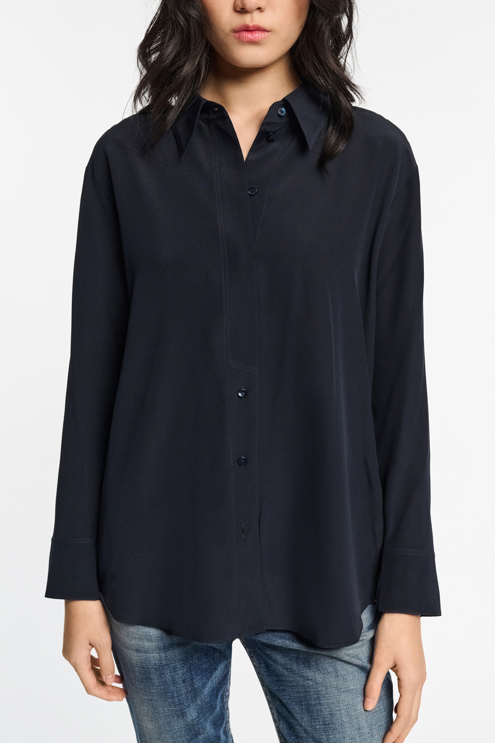 Dorothee Schumacher Seidenbluse aus Crêpe de Chine dark navy