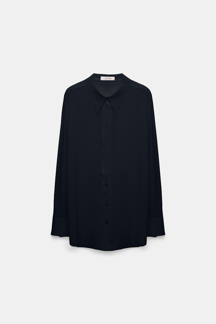 Dorothee Schumacher Seidenbluse aus Crêpe de Chine dark navy