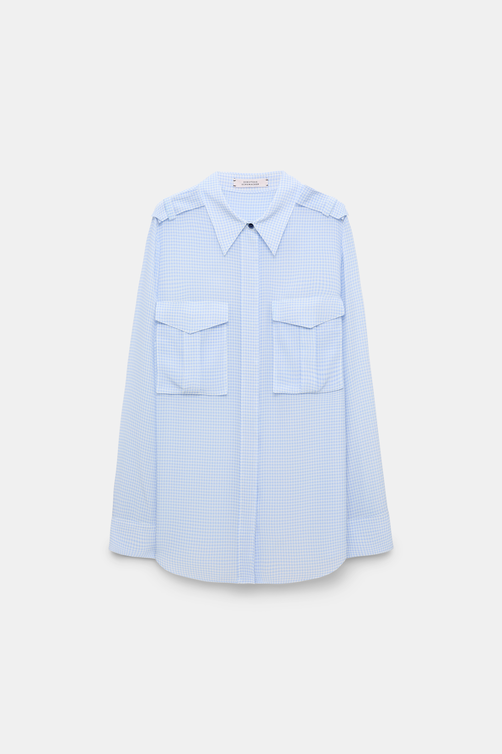 Dorothee Schumacher Bluse aus Seide-Viskose Mix mit Vichy-Print blue vichy
