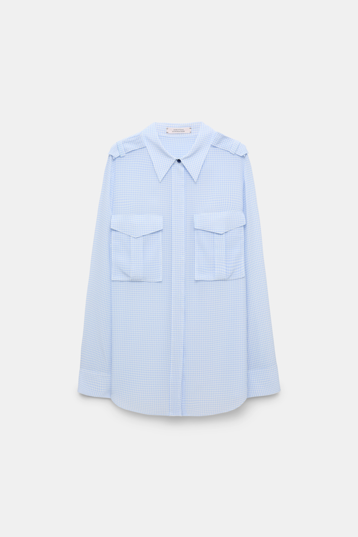 Dorothee Schumacher Bluse aus Seide-Viskose Mix mit Vichy-Print blue vichy