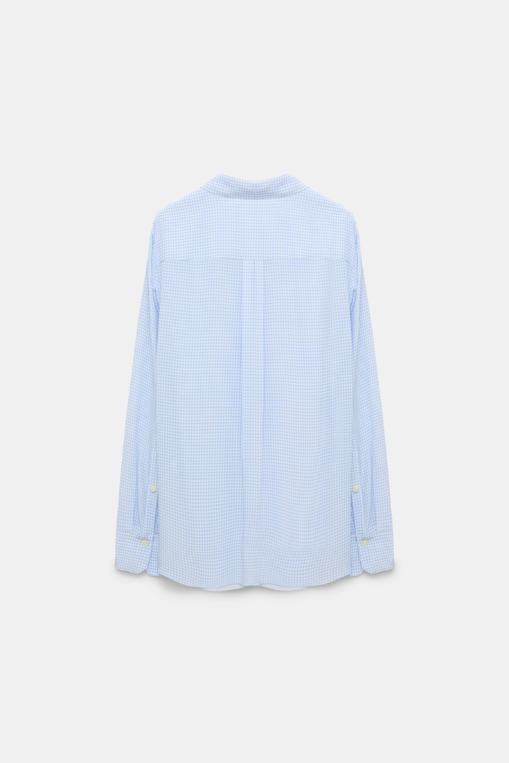 Dorothee Schumacher Bluse aus Seide-Viskose Mix mit Vichy-Print blue vichy