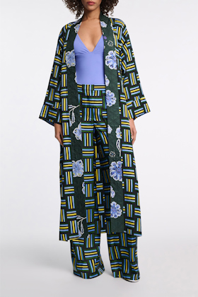 Dorothee Schumacher Mantel im Pyjama-Style mit Signature-Prints weave mix blue-green