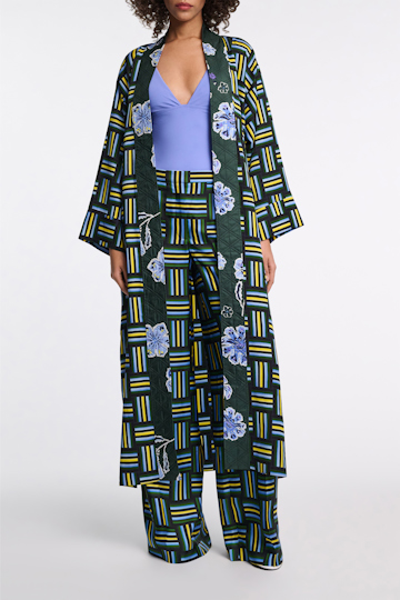 Dorothee Schumacher Mantel im Pyjama-Style mit Signature-Prints weave mix blue-green