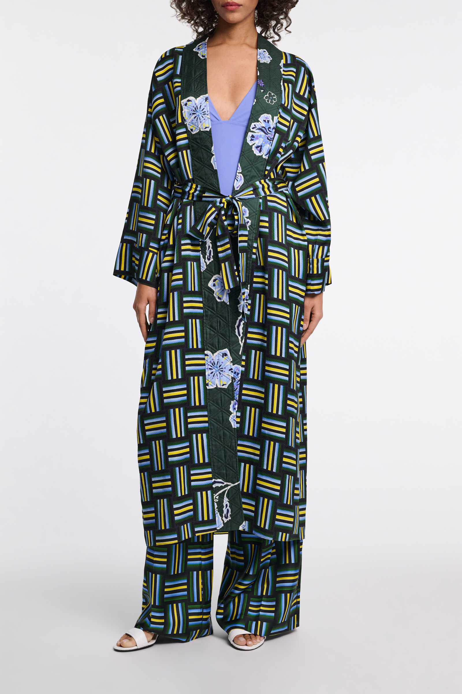 Dorothee Schumacher Mantel im Pyjama-Style mit Signature-Prints weave mix blue-green