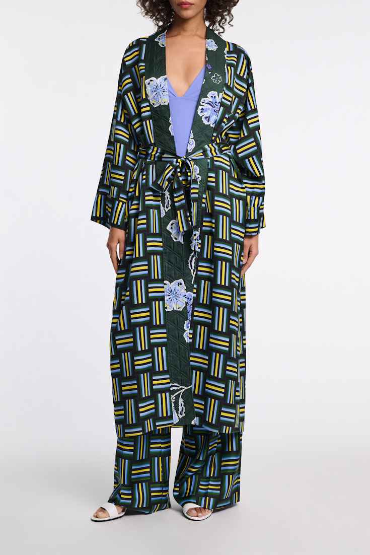 Dorothee Schumacher Mantel im Pyjama-Style mit Signature-Prints weave mix blue-green