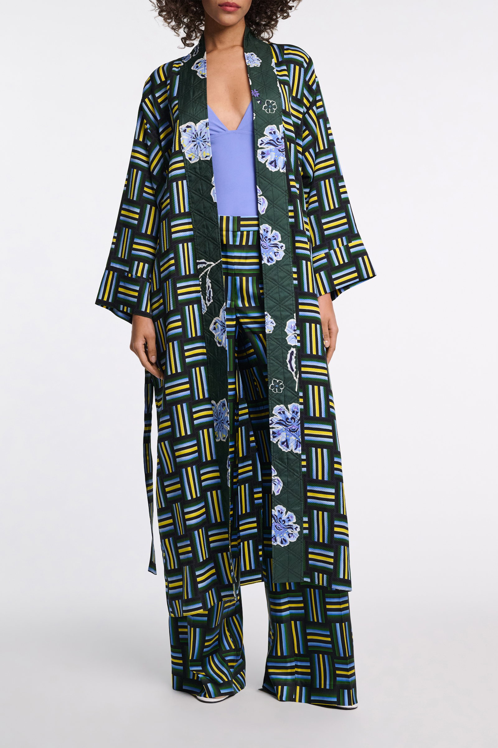 Dorothee Schumacher Hose aus Seidentwill mit Signature-Print weave mix blue-green