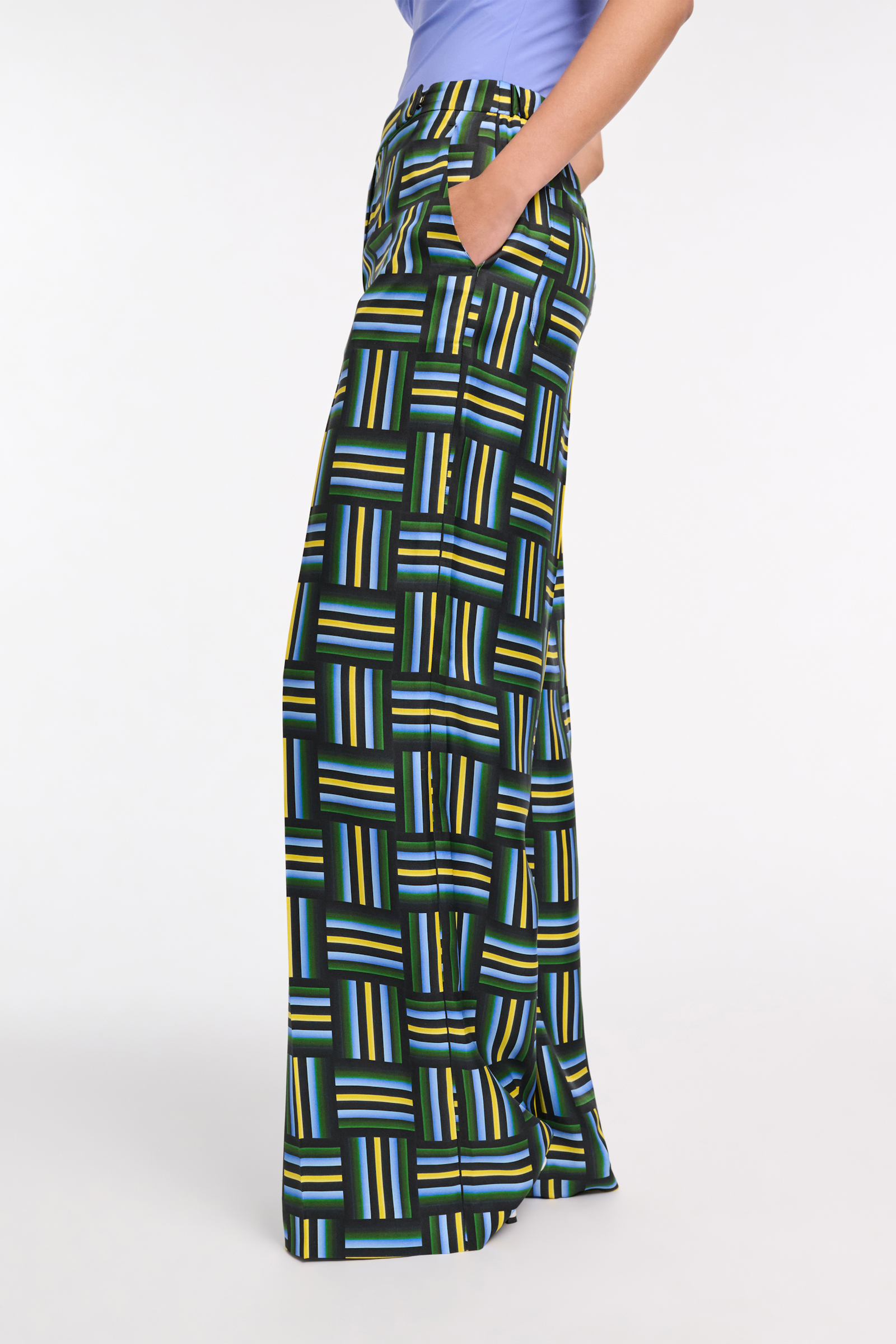 Dorothee Schumacher Hose aus Seidentwill mit Signature-Print weave mix blue-green
