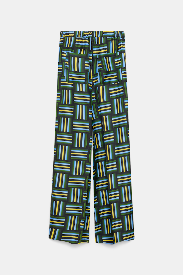 Dorothee Schumacher Hose aus Seidentwill mit Signature-Print weave mix blue-green