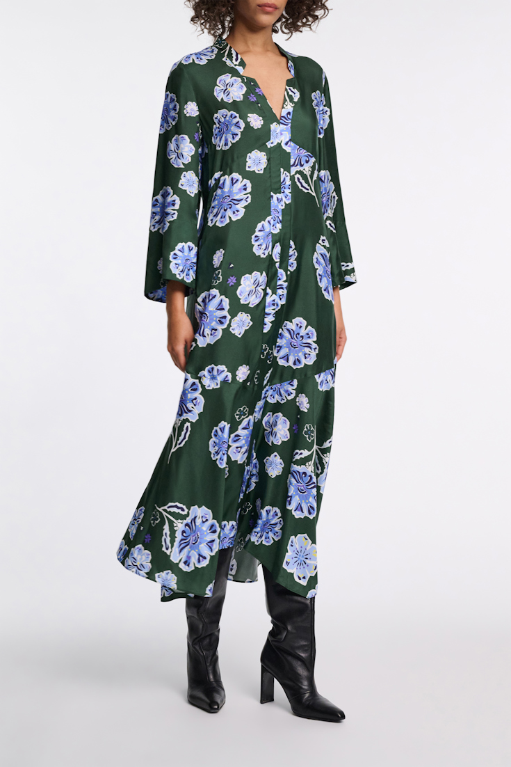 BIG GARDEN dress Dorothee Schumacher Midikleid aus bedrucktem Seidentwill Big Garden green