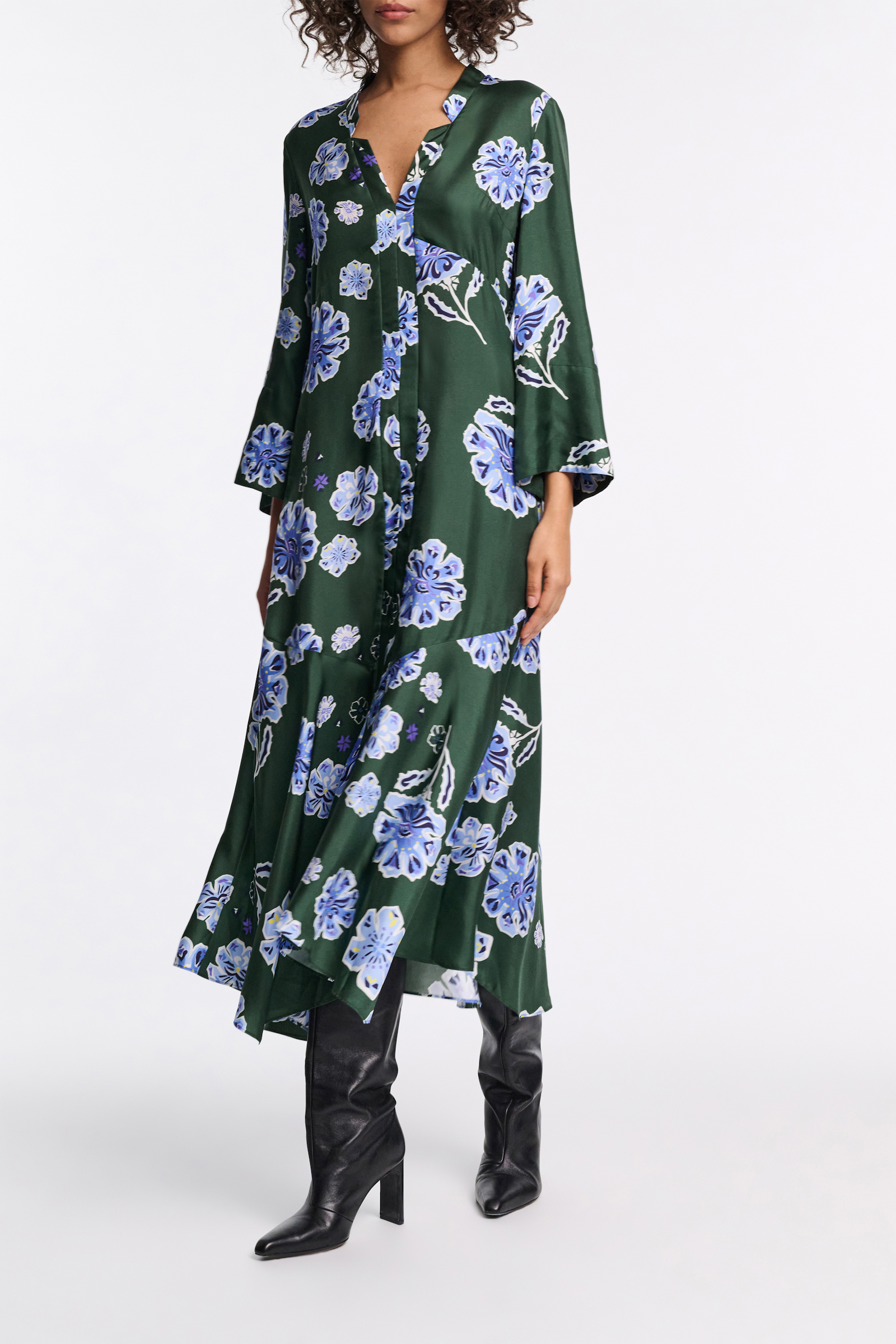BIG GARDEN dress Dorothee Schumacher Midikleid aus bedrucktem Seidentwill Big Garden green