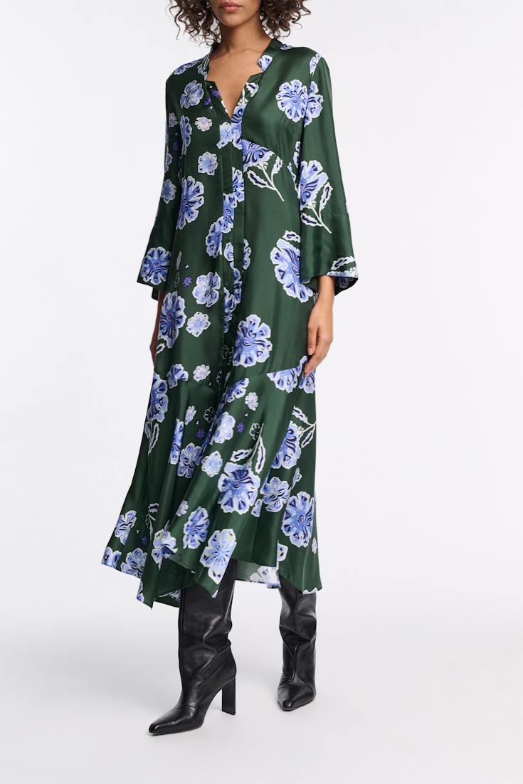 BIG GARDEN dress Dorothee Schumacher Midikleid aus bedrucktem Seidentwill Big Garden green