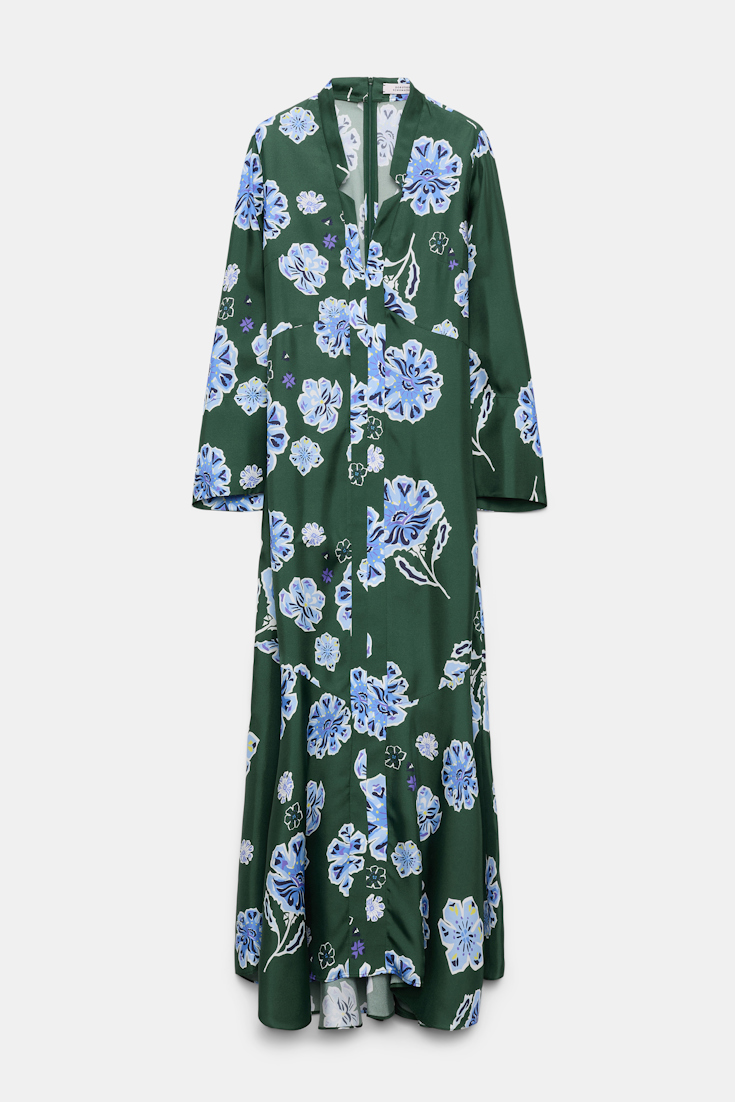 BIG GARDEN dress Dorothee Schumacher Midikleid aus bedrucktem Seidentwill Big Garden green