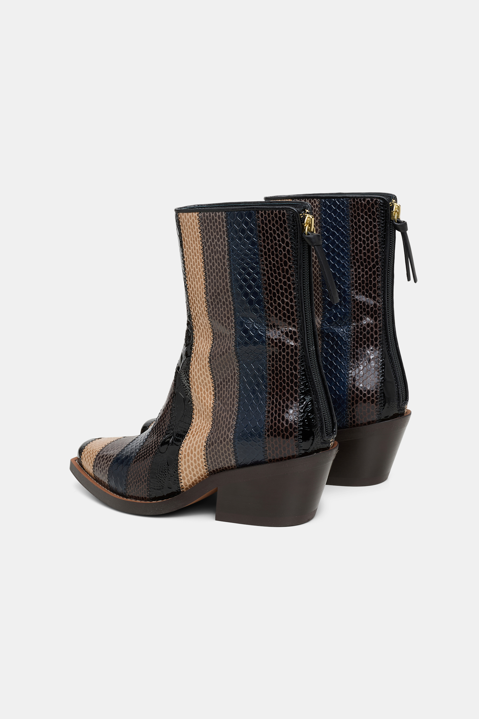 Dorothee Schumacher Patchwork striped Western-style Chelsea boots beige brown patch