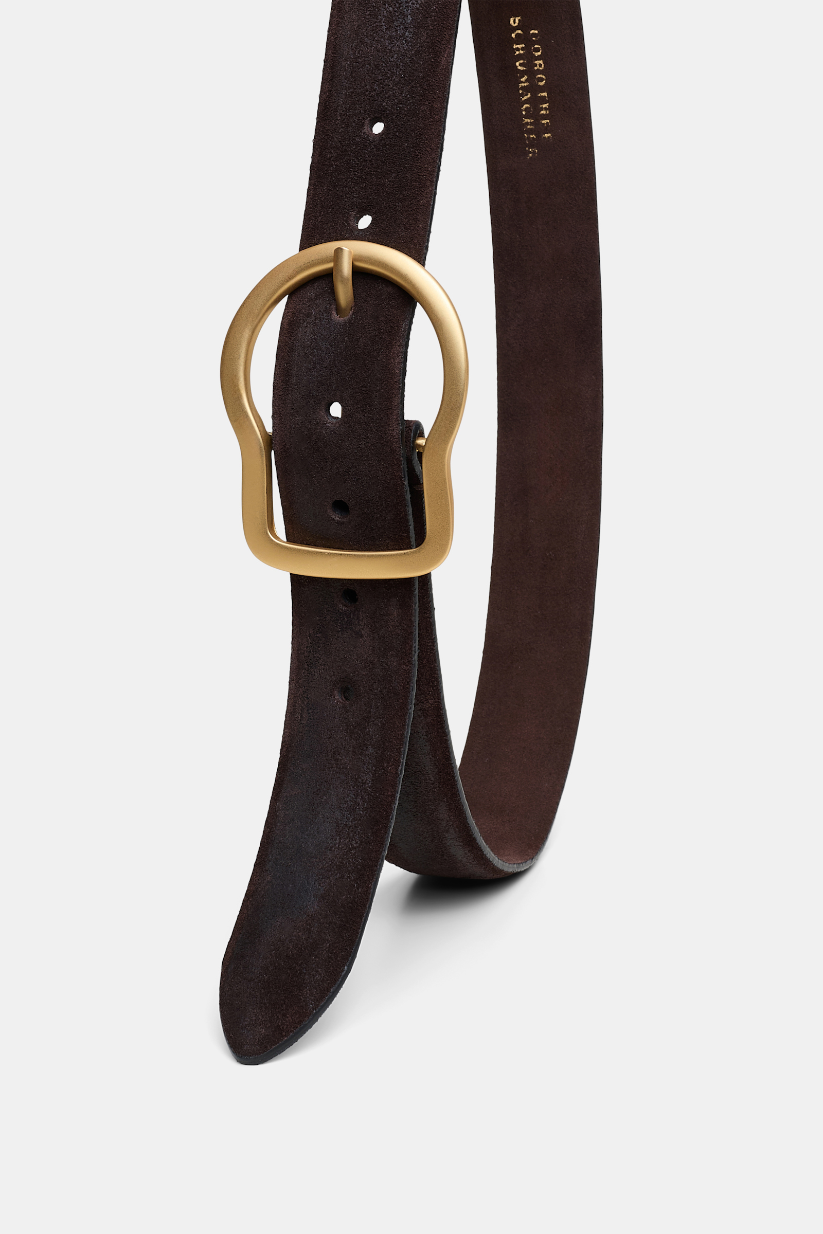Dorothee Schumacher Gürtel aus Kalbsveloursleder mit Signature-Schließe chocolate brown