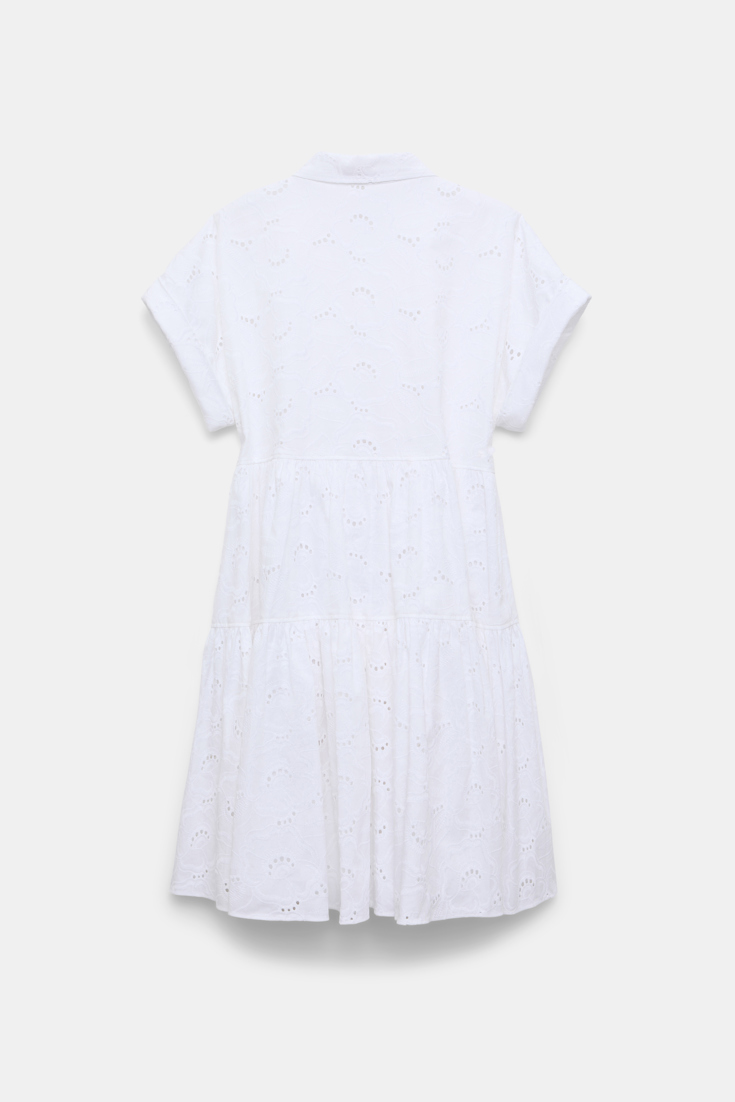 Dorothee Schumacher Short dress made from broderie anglaise with ruffle details pure white