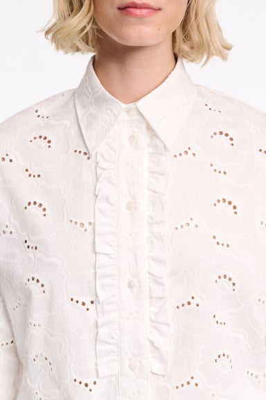 Dorothee Schumacher Hemd aus Broderie Anglaise mit Volant-Details pure white