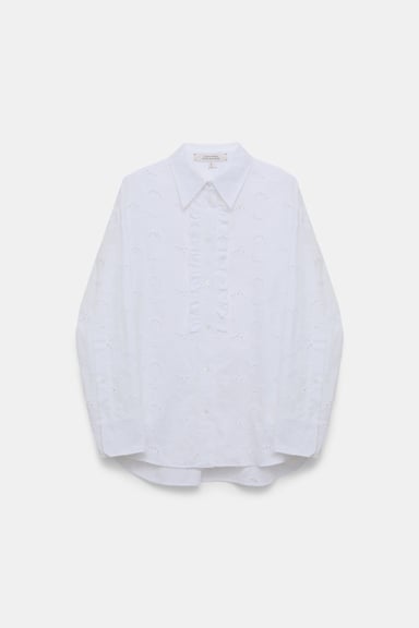 Dorothee Schumacher Hemd aus Broderie Anglaise mit Volant-Details pure white