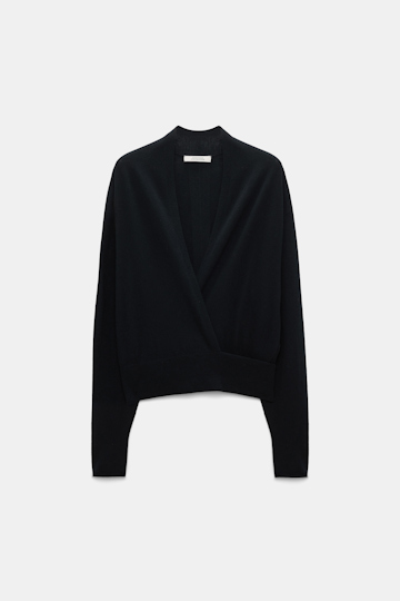 Dorothee Schumacher Cardigan mit Cross-Over Knöpfung pure black
