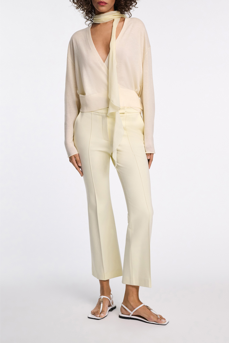 Dorothee Schumacher Wool-cashmere pullover with overlap hem light lemon