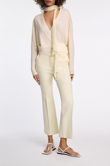 DELICATE STATEMENTS cardigan Dorothee Schumacher Wool-cashmere pullover with overlap hem light lemon