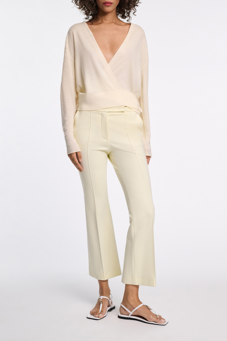 Dorothee Schumacher Wool-cashmere pullover with overlap hem light lemon