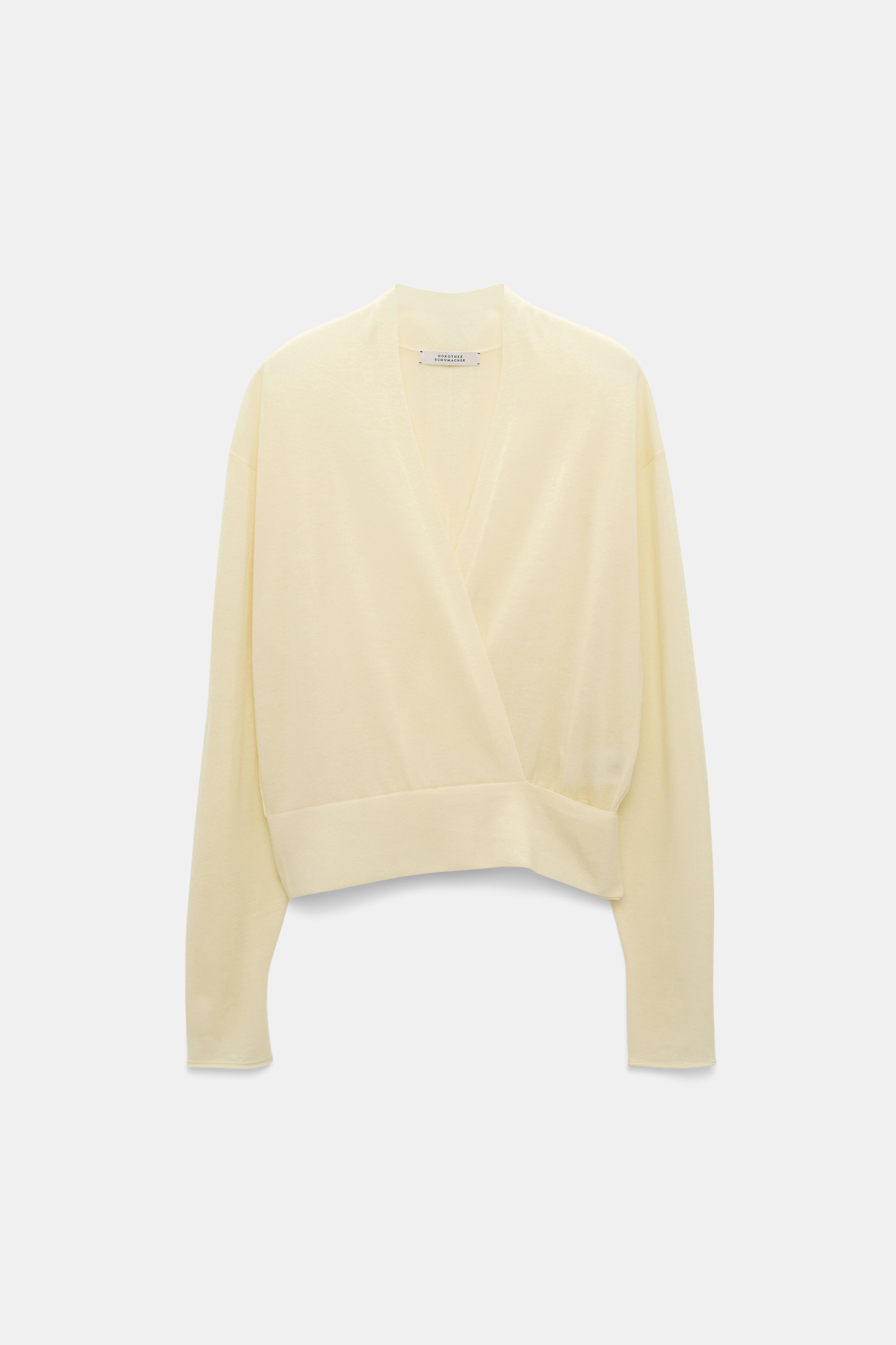 Dorothee Schumacher Wool-cashmere pullover with overlap hem light lemon