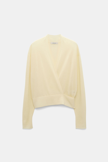 DELICATE STATEMENTS cardigan Dorothee Schumacher Wool-cashmere pullover with overlap hem light lemon