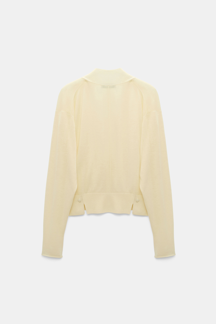 Dorothee Schumacher Wool-cashmere pullover with overlap hem light lemon