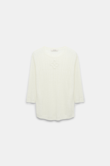 Dorothee Schumacher Rundhalspullover aus Leinenmix camellia white