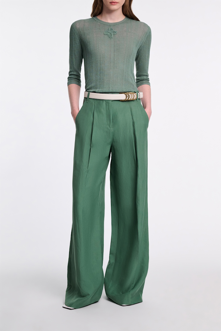Dorothee Schumacher Rundhalspullover aus Leinenmix jade