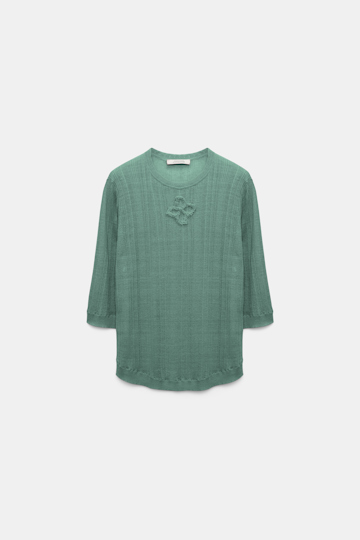 Dorothee Schumacher Rundhalspullover aus Leinenmix jade