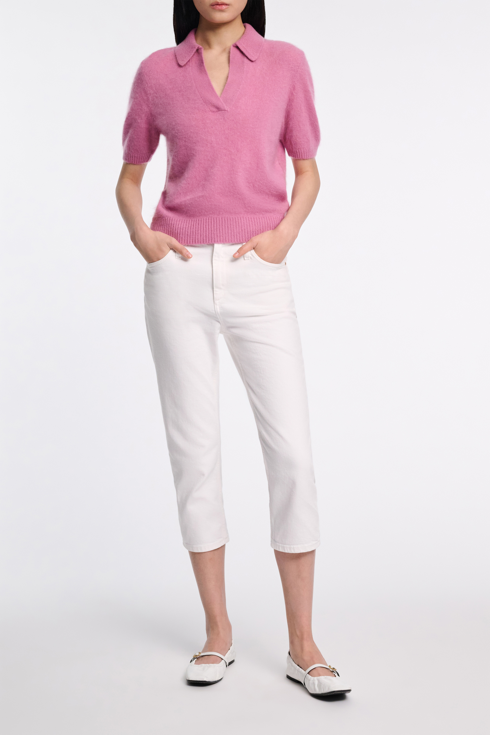 Dorothee Schumacher Pullover aus Merino-Kaschmir Mix mit Polokragen begonia
