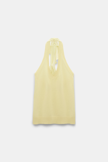 Dorothee Schumacher Halterneck-Top aus Merino und Kaschmir lemon