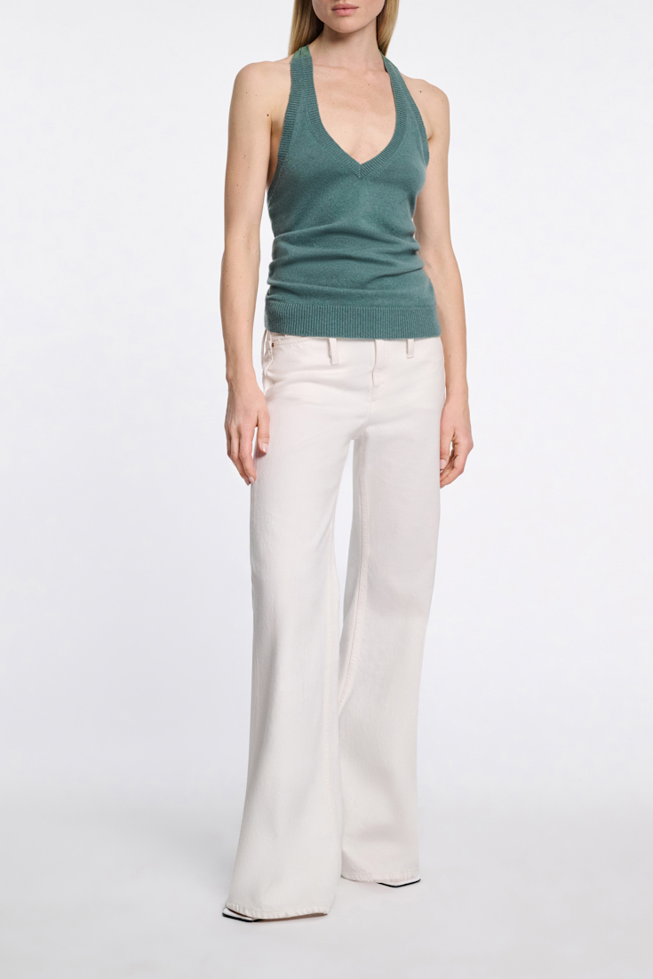 Dorothee Schumacher Halterneck-Top aus Merino und Kaschmir eucalyptus
