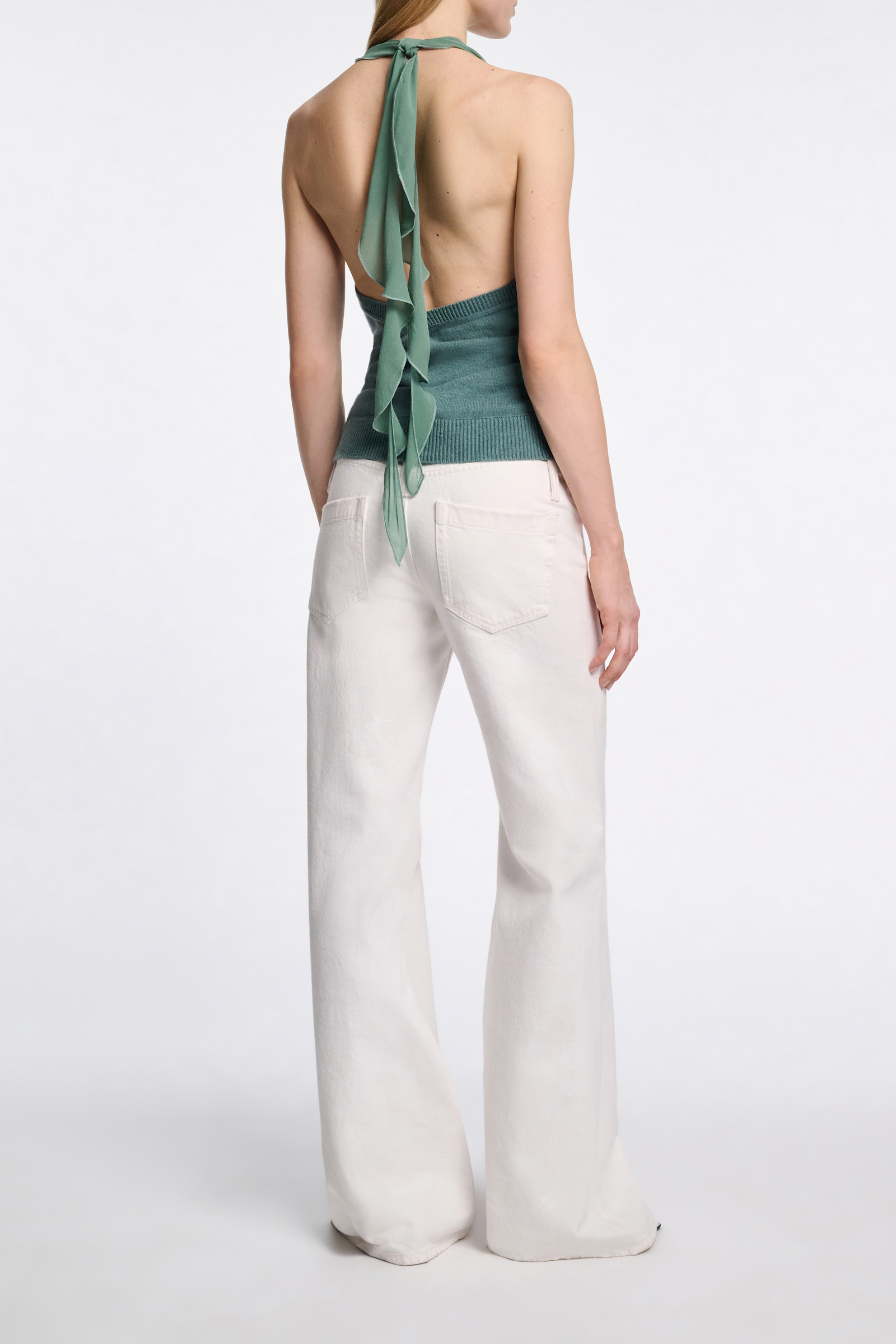 Dorothee Schumacher Halterneck-Top aus Merino und Kaschmir eucalyptus